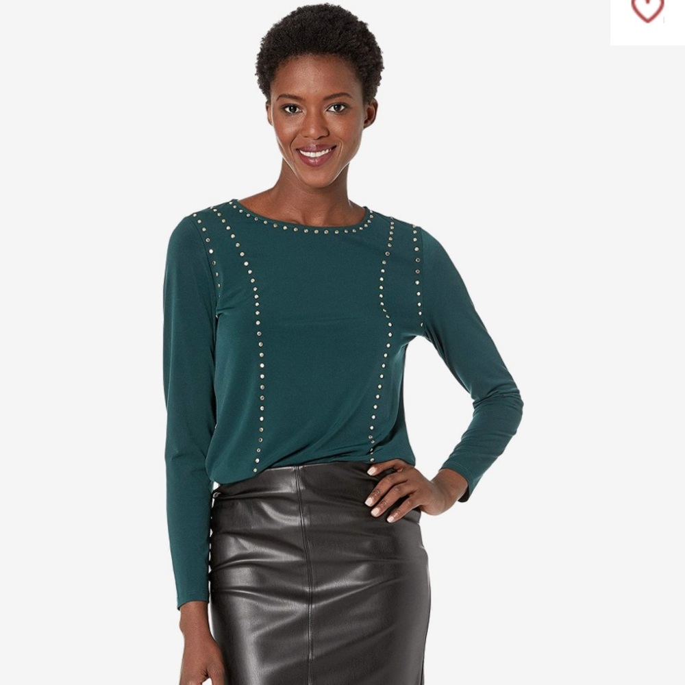 NWT Calvin Klein Crew Neck with Stud Detail Top